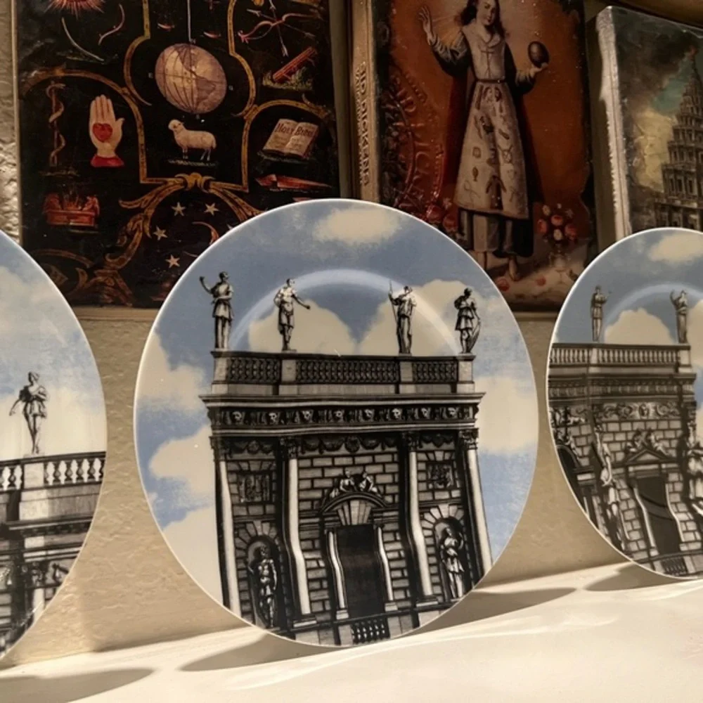Fitz &‎ Floyd Renaissance Vistas Set Of Four Fine Porcelain Salad Plates 8